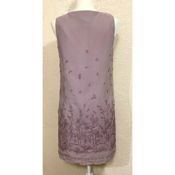 J.R. Nites by Caliendo Vintage 90s Lilac Purple Beaded Shift Dress - Picture 2 of 6